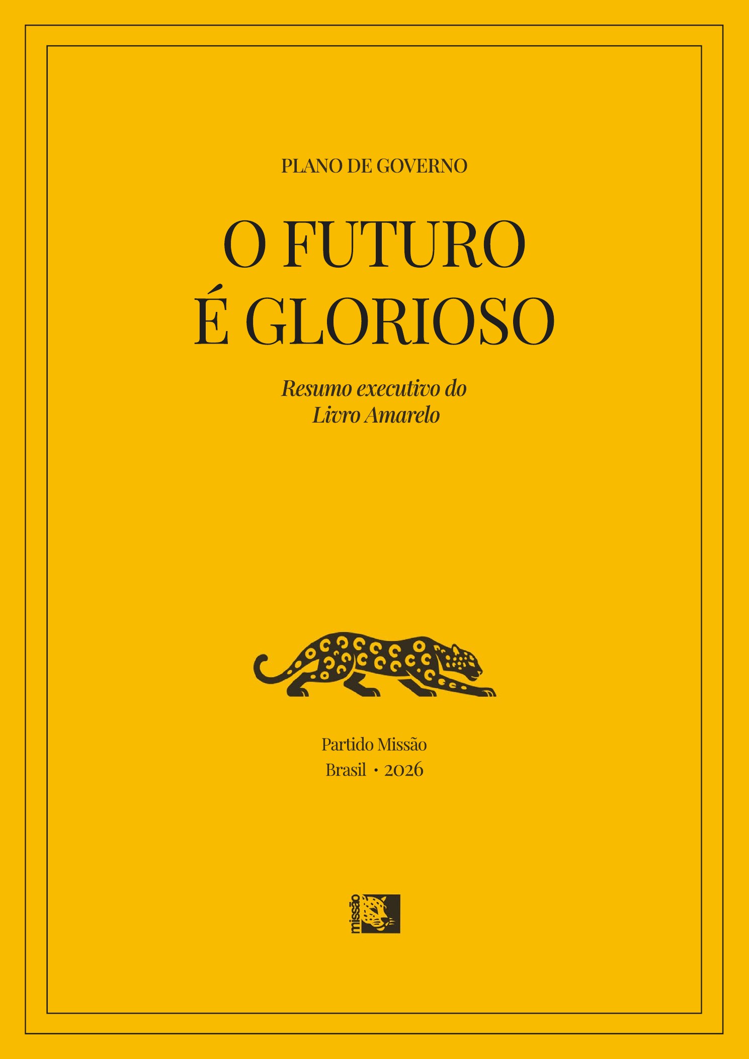 Capa do Livro Amarelo — Plano de Governo do Partido Missão 2026